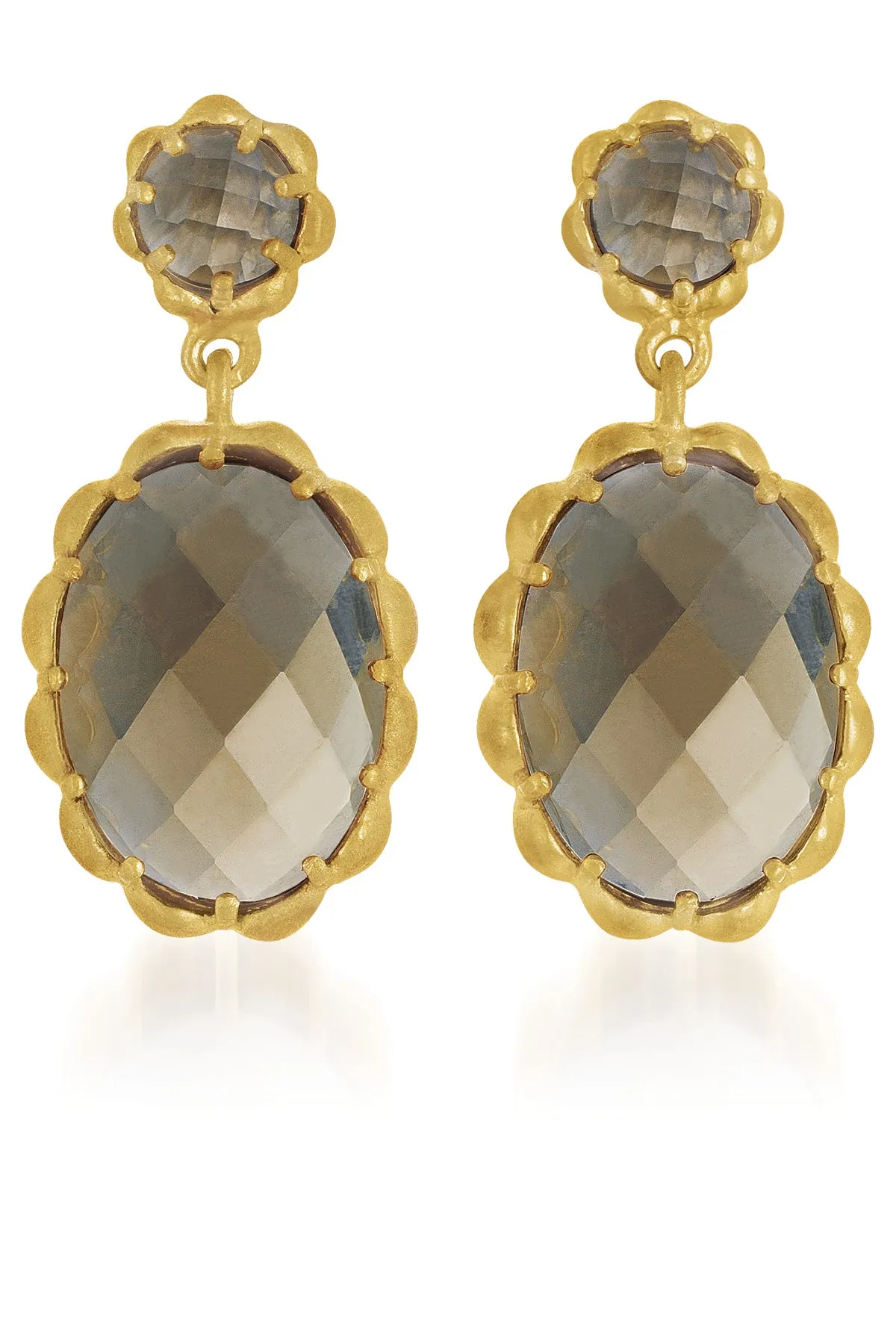 Gold Overlay Smoky Cubic Zirconia Drop  Earrings