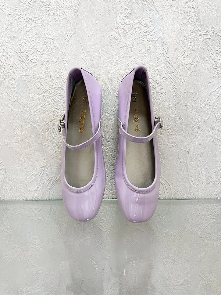 Hai x Reqins Honoree Mary Janes, Lilac Patent