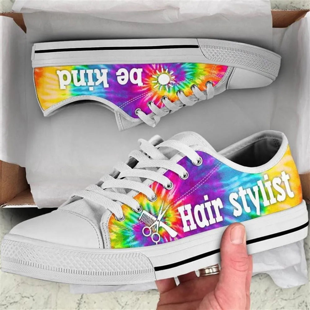 Hair Stylist Bekind Tie Dye Canvas Low Top Shoes, Low Top Sneaker, Low Top Canvas Shoes