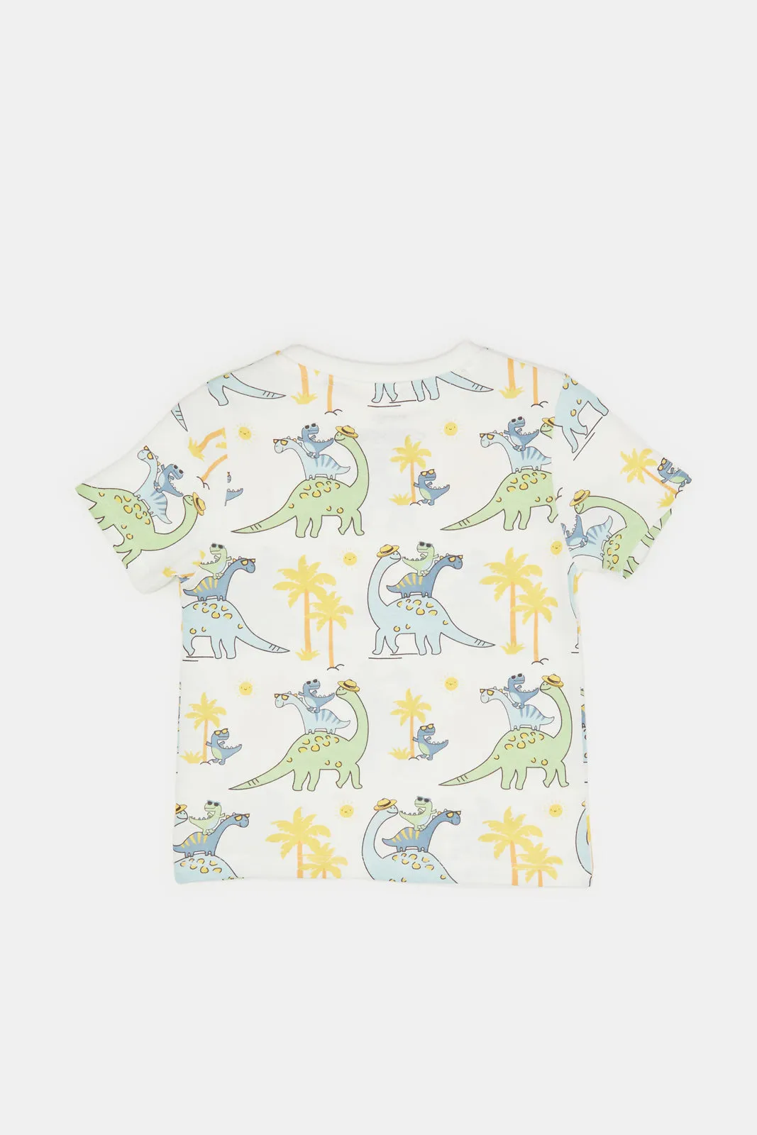 Infant Boys Cream Dinosaur Printed T-Shirt