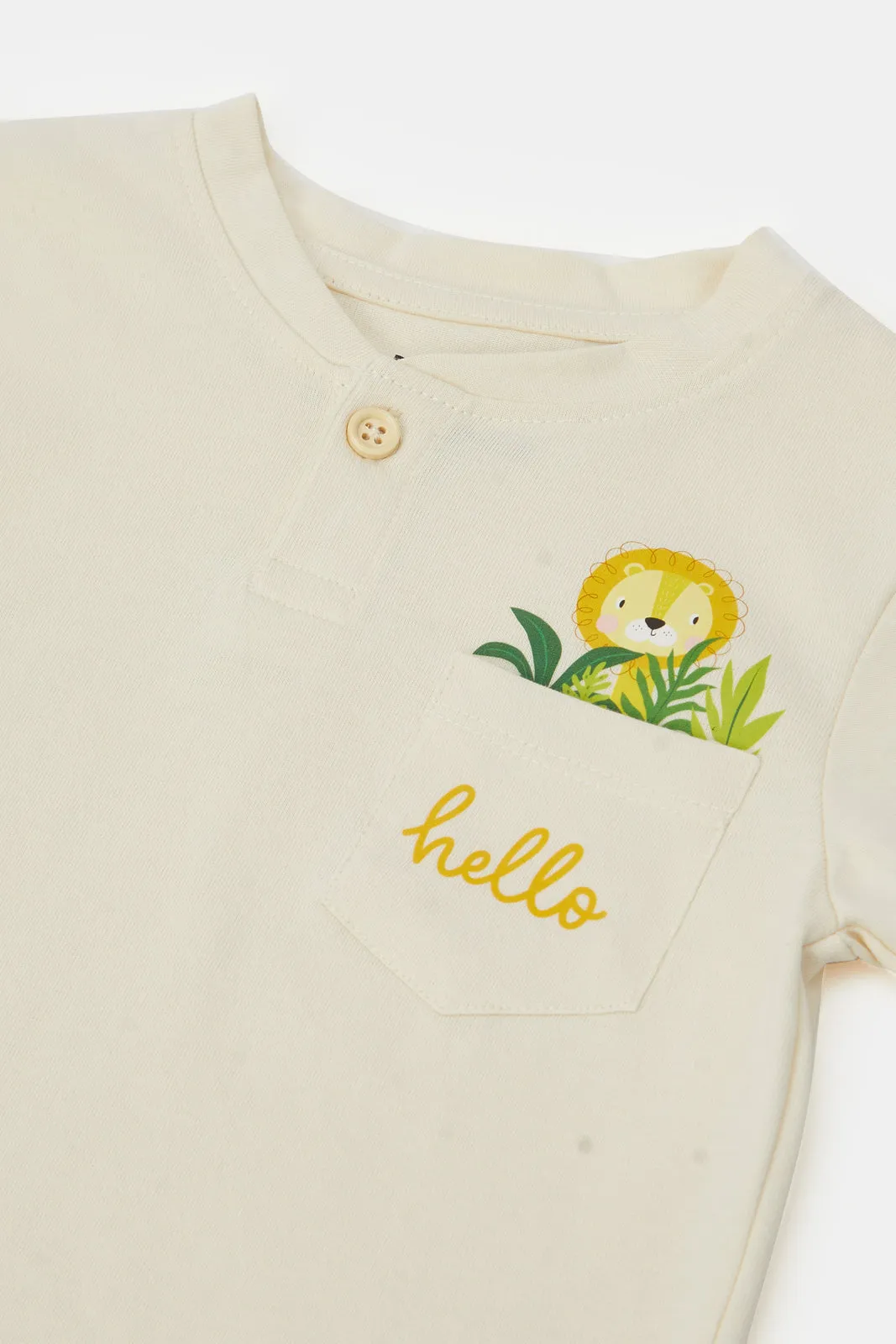 Infant Boys Cream Printed T-Shirt