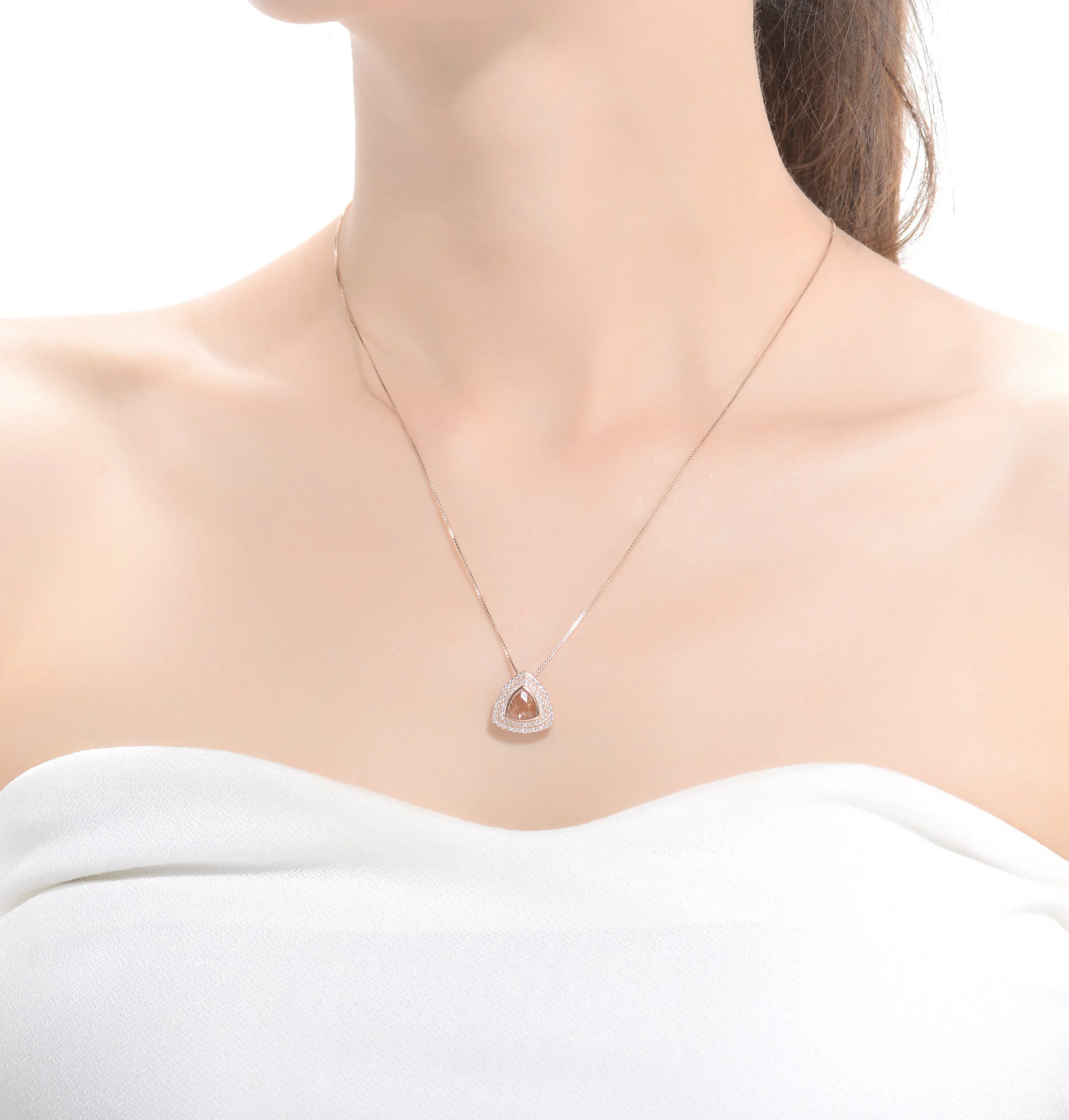 Isabelle Morganite Cubic Zirconia Pendant Necklace