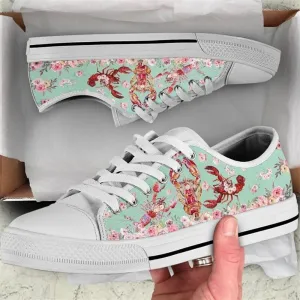 Lobster Flower Watercolor Low Top Shoes, Low Top Sneaker, Low Top Canvas Shoes