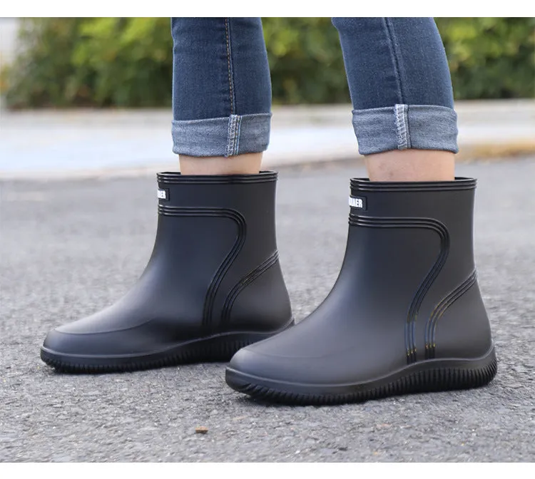 New Style Rain Boots For Men And Women, Mid-Calf Rain Boots, Non-Slip, Waterproof, Cotton Warm, Removable And Comfortable Rubber Shoes