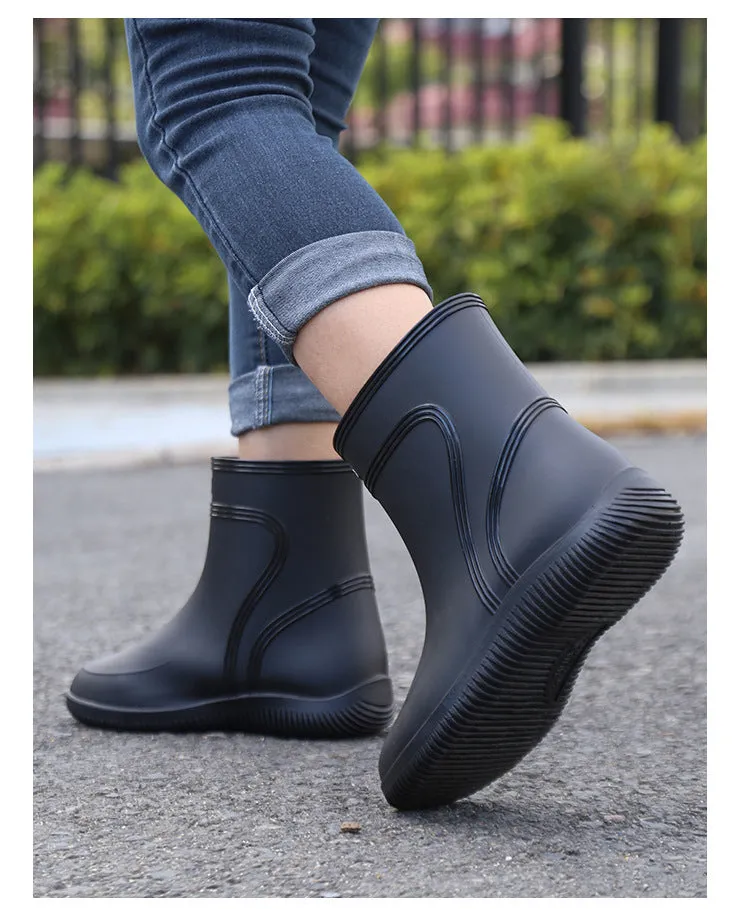 New Style Rain Boots For Men And Women, Mid-Calf Rain Boots, Non-Slip, Waterproof, Cotton Warm, Removable And Comfortable Rubber Shoes