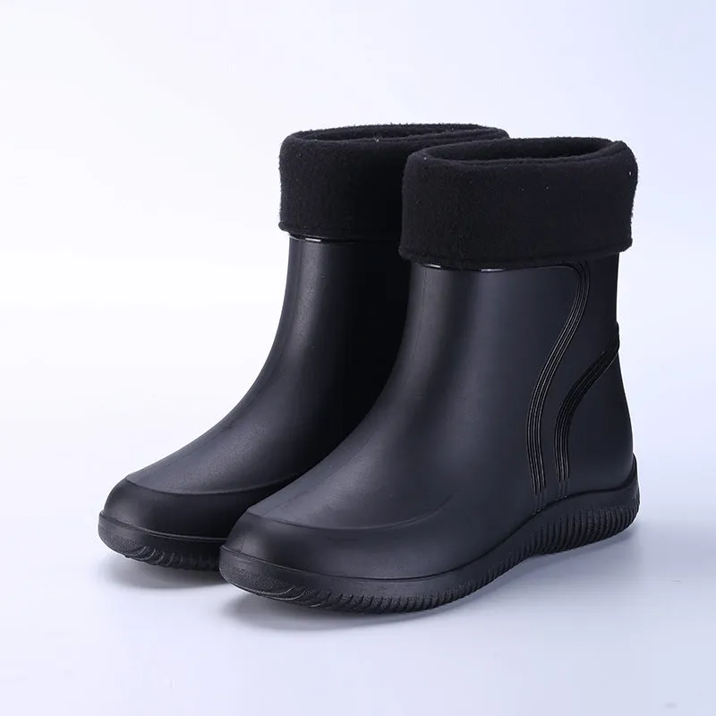 New Style Rain Boots For Men And Women, Mid-Calf Rain Boots, Non-Slip, Waterproof, Cotton Warm, Removable And Comfortable Rubber Shoes