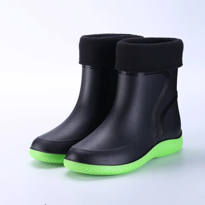 New Style Rain Boots For Men And Women, Mid-Calf Rain Boots, Non-Slip, Waterproof, Cotton Warm, Removable And Comfortable Rubber Shoes