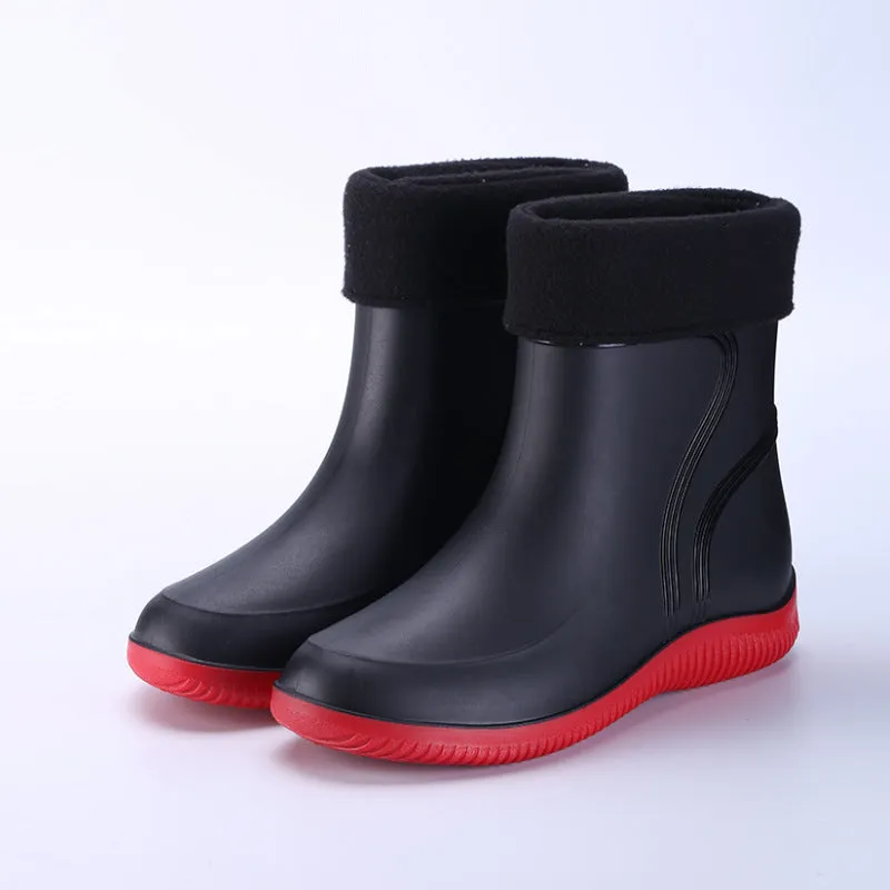 New Style Rain Boots For Men And Women, Mid-Calf Rain Boots, Non-Slip, Waterproof, Cotton Warm, Removable And Comfortable Rubber Shoes