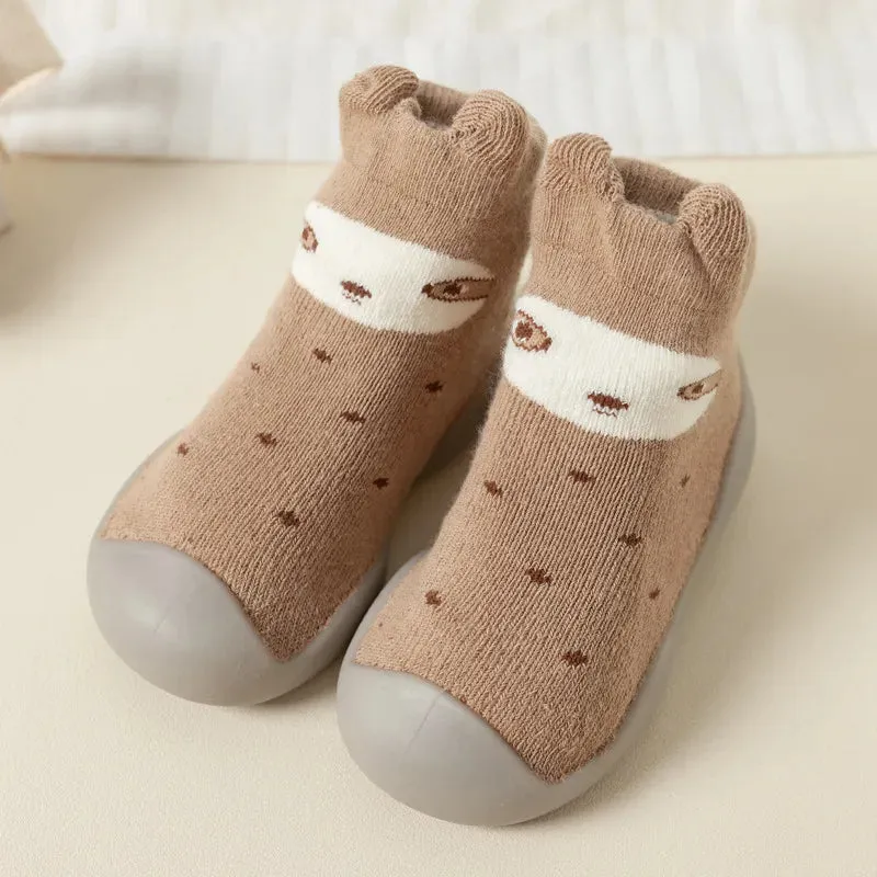 Newborn Baby Girl Shoes Embroidery Pattern Nonslip Floor Socks Kids Girls Soft Rubber Shoes - TGSH50687