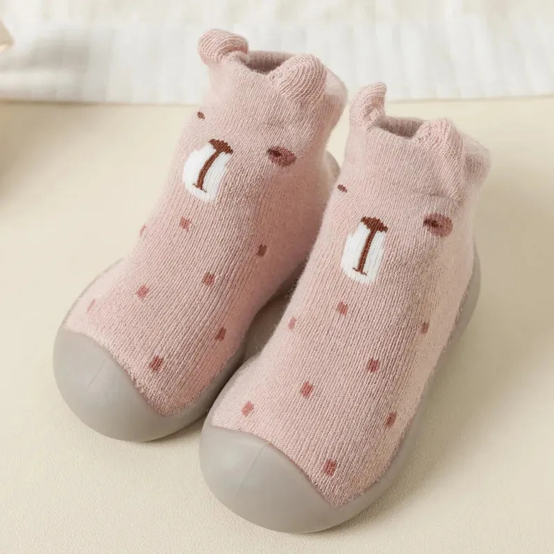 Newborn Baby Girl Shoes Embroidery Pattern Nonslip Floor Socks Kids Girls Soft Rubber Shoes - TGSH50687