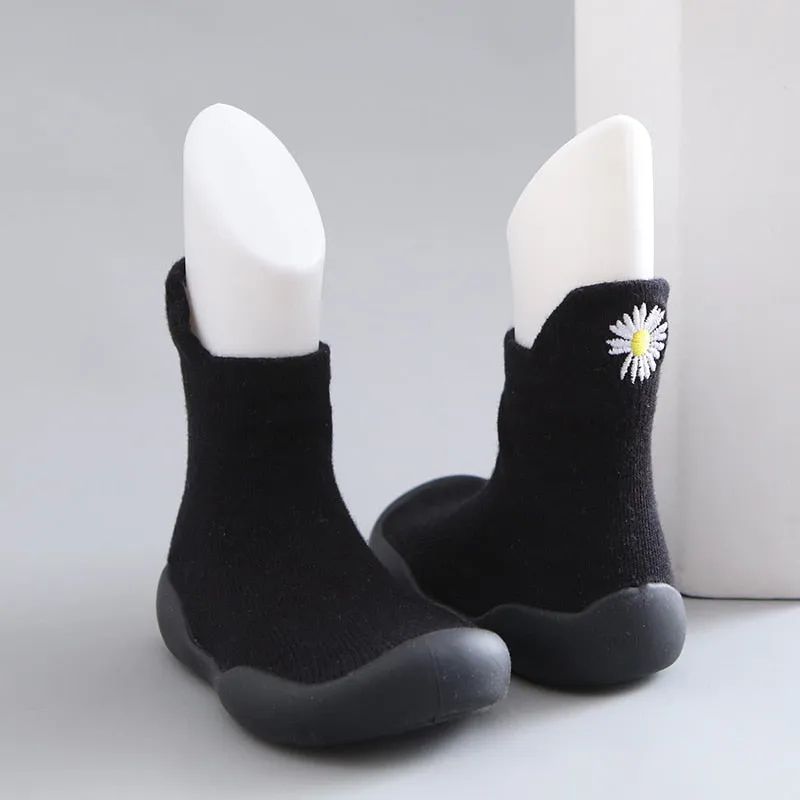 Newborn Baby Girl Shoes Embroidery Pattern Nonslip Floor Socks Kids Girls Soft Rubber Shoes - TGSH50687