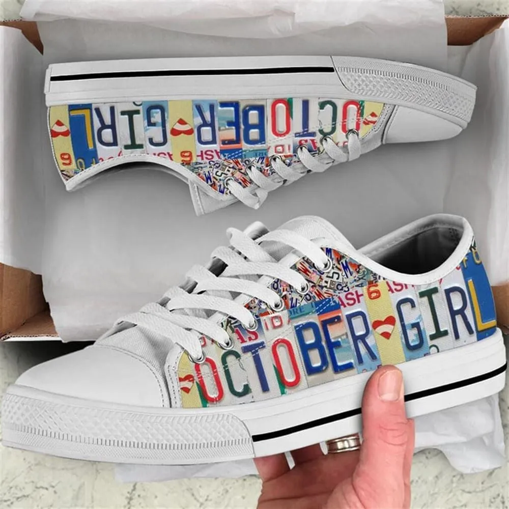 November License Plates Canvas Low Top Shoes, Low Top Sneaker, Low Top Canvas Shoes