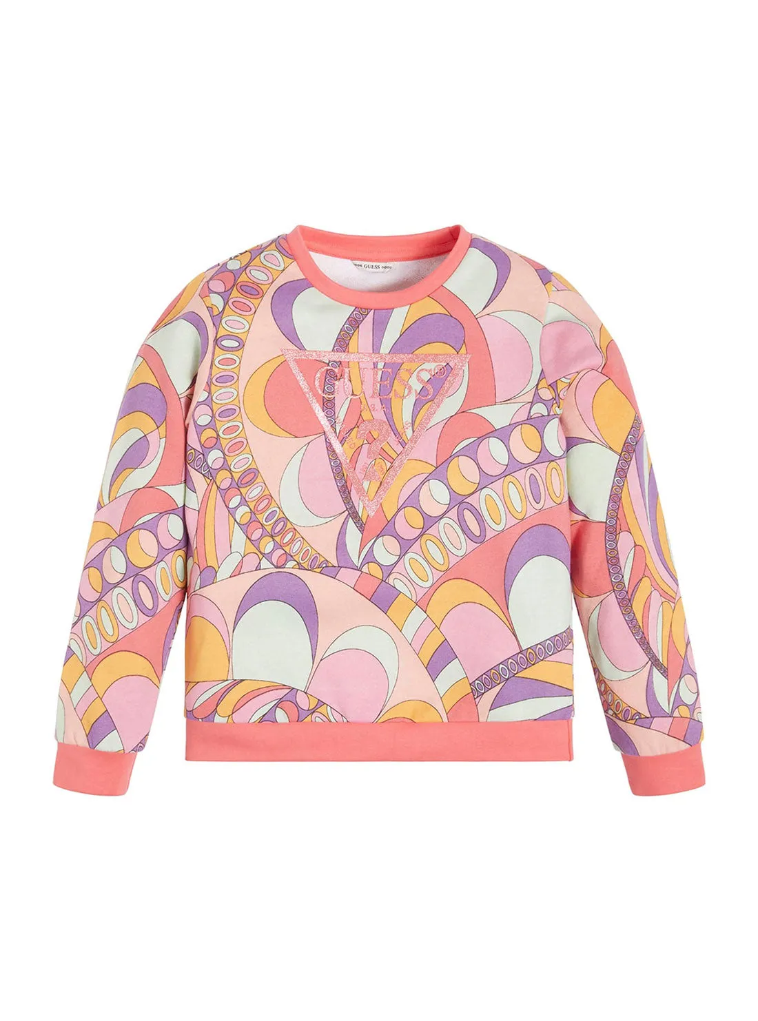 Orange Pink Circle Print Logo Jumper (7-16)