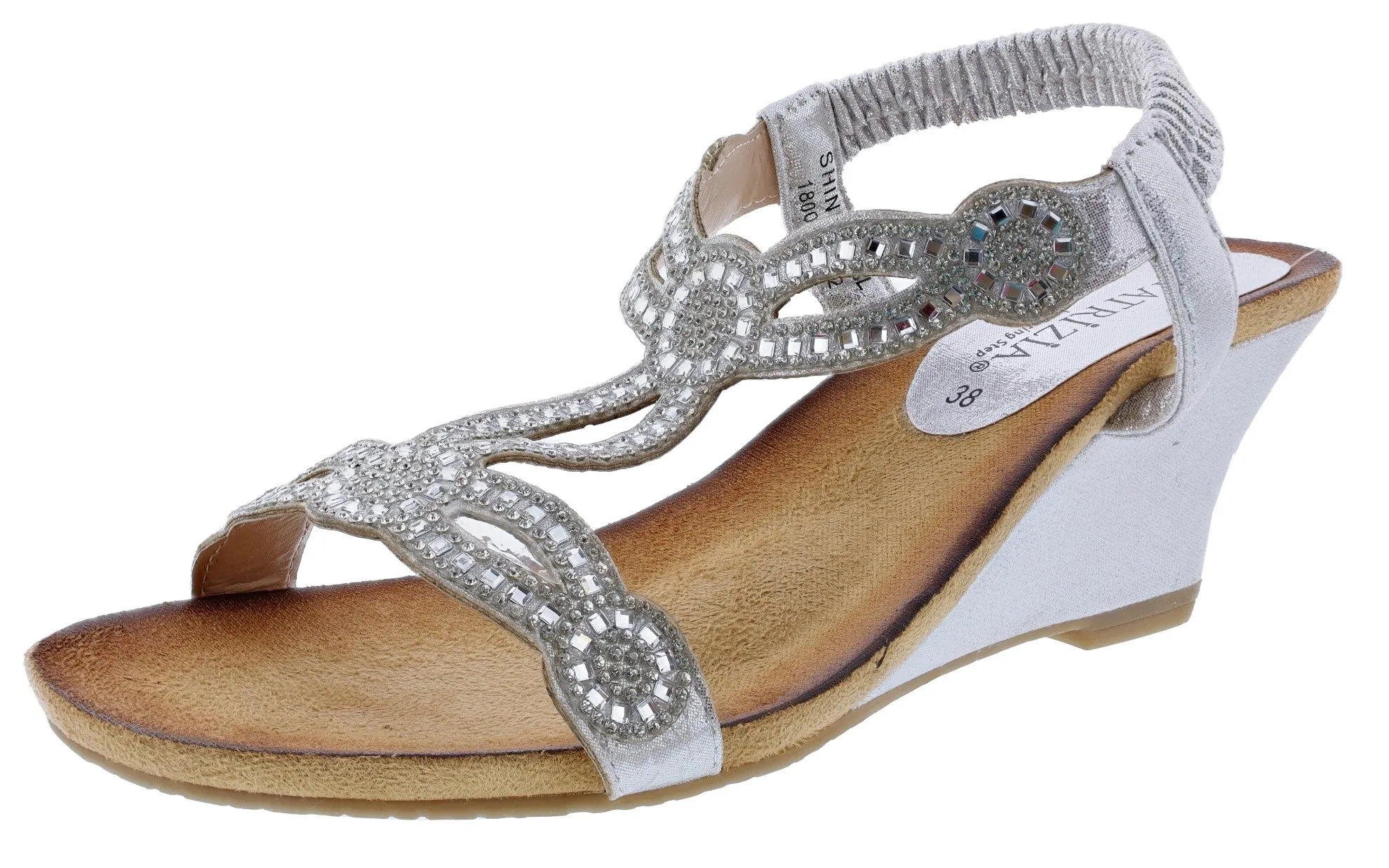 Patrizia Women's Shining T-Strap Wedge Sandals By Spring Step