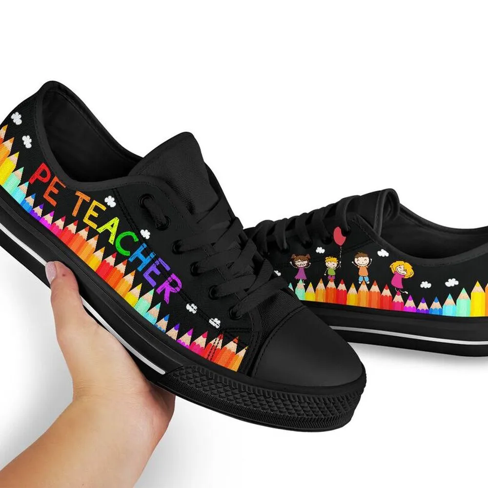 Pe Teacher Abc Black Low Top Shoes, Teacher Shoes, Low Top Sneakers