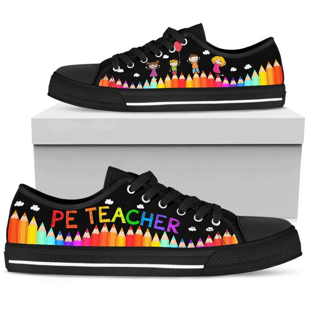 Pe Teacher Abc Black Low Top Shoes, Teacher Shoes, Low Top Sneakers