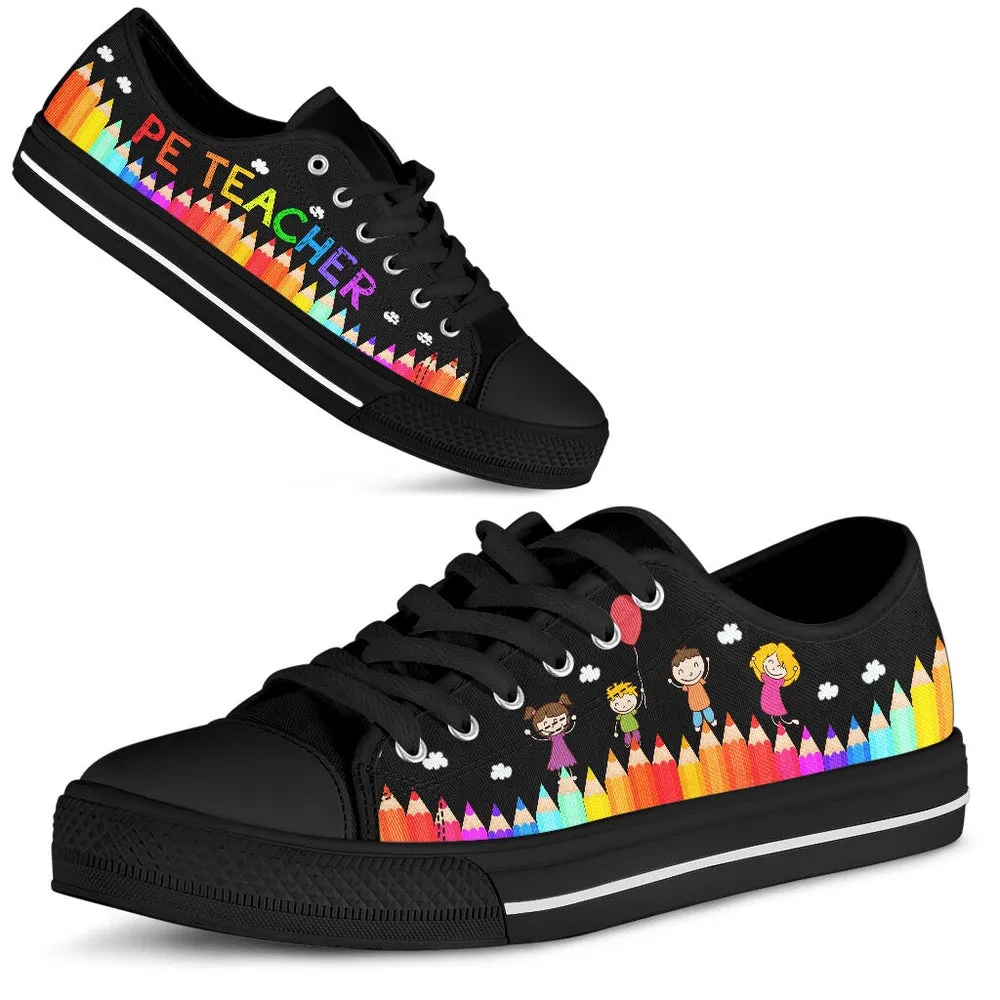 Pe Teacher Abc Black Low Top Shoes, Teacher Shoes, Low Top Sneakers