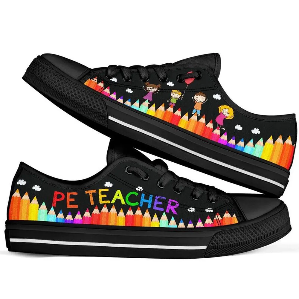 Pe Teacher Abc Black Low Top Shoes, Teacher Shoes, Low Top Sneakers