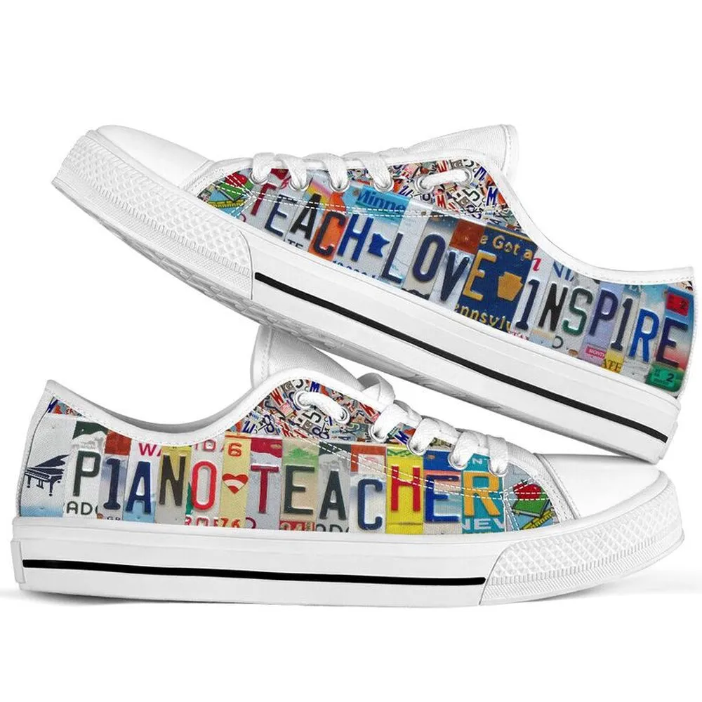 Piano Teacher License Plates Low Top Shoes, Teacher Shoes, Low Top Sneakers