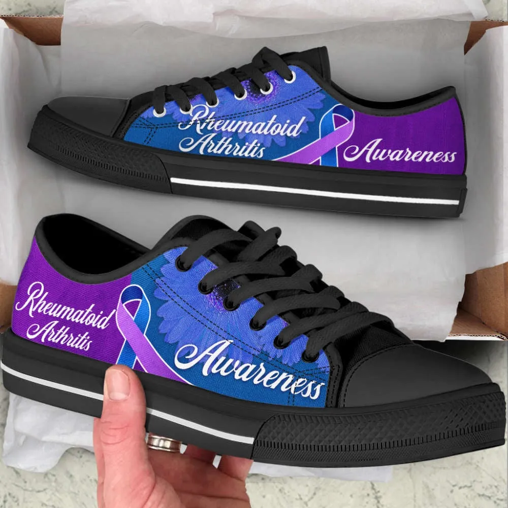 Rheumatoid Arthritis Shoes Awareness Ribbon Low Top Shoes Canvas Shoes, Low Top Sneaker, Low Top Canvas Shoes