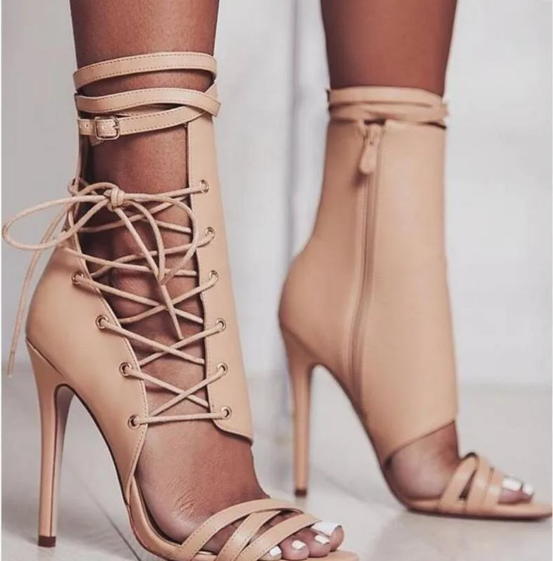 Roman Gladiator Buckle Strap Zipper Laced Sandals