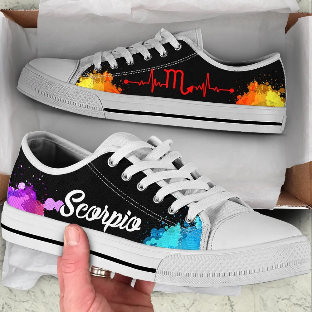 Scorpio Zodiac Art Heartbeat Watercolor Low Top Shoes , Low Top Sneaker, Low Top Canvas Shoes