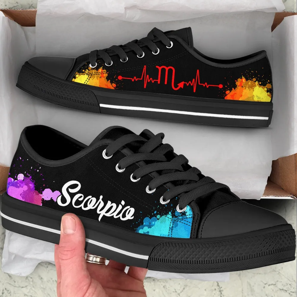 Scorpio Zodiac Art Heartbeat Watercolor Low Top Shoes , Low Top Sneaker, Low Top Canvas Shoes