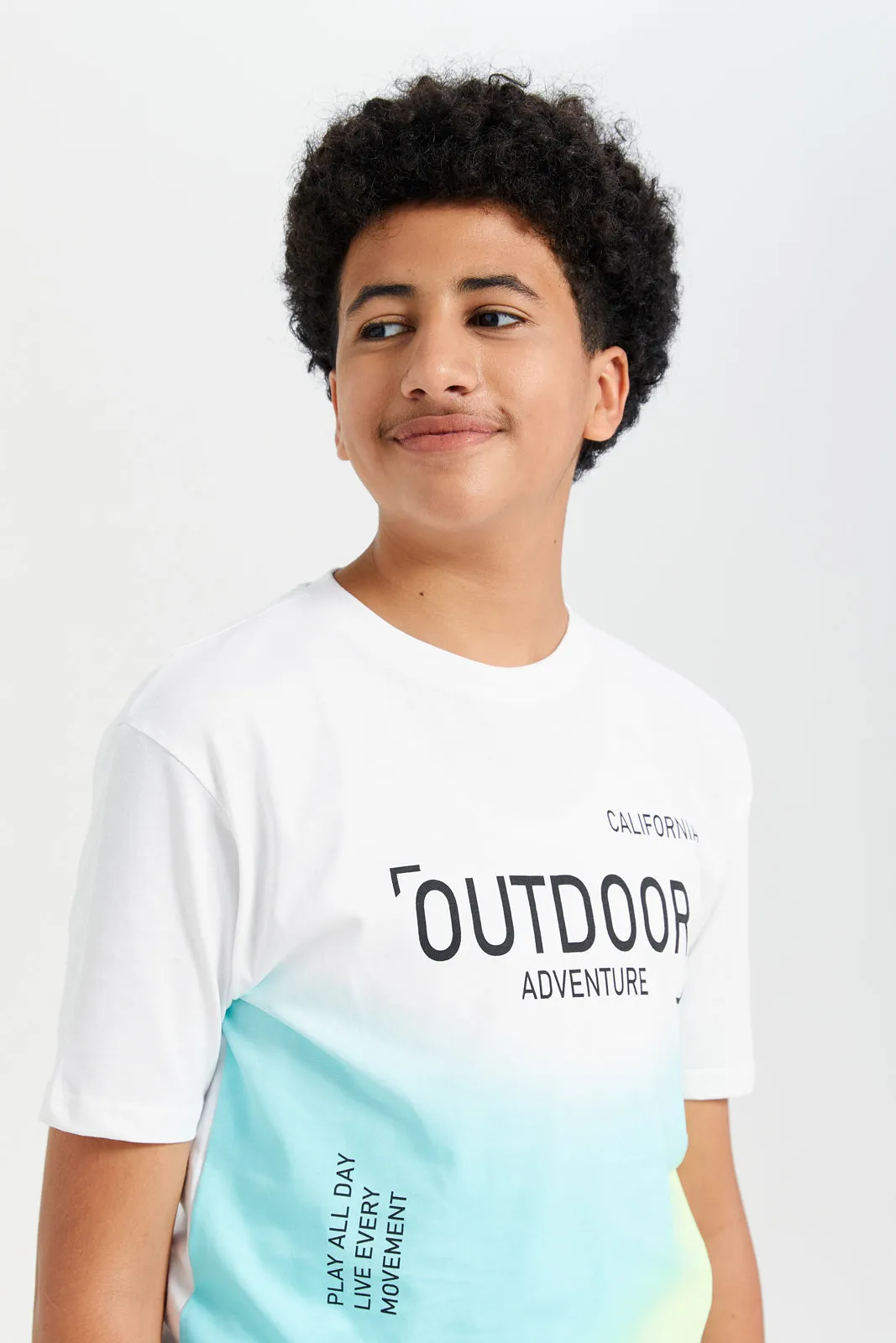 Senor Boys White Printed T-Shirt