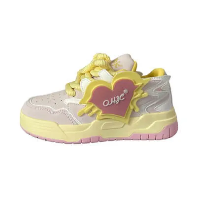 Soft Girl Pastel Colors Heart Badge Aesthetic Sneakers Shoes