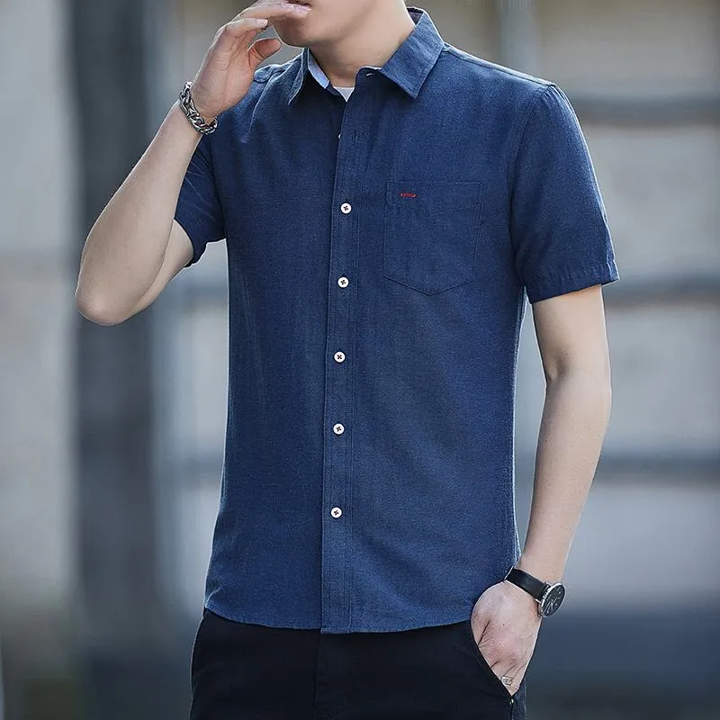 Solid Casual Short Sleeve Shirt