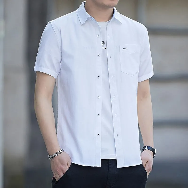 Solid Casual Short Sleeve Shirt