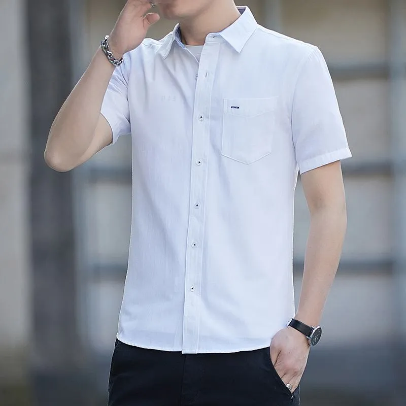 Solid Casual Short Sleeve Shirt