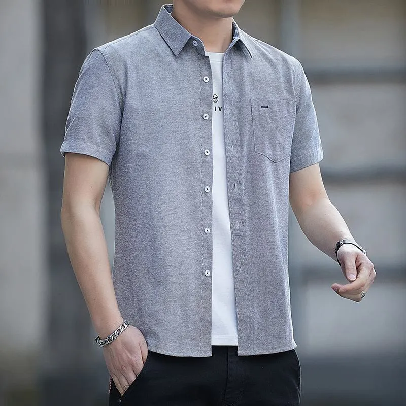 Solid Casual Short Sleeve Shirt