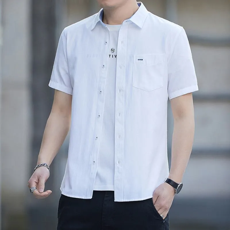 Solid Casual Short Sleeve Shirt