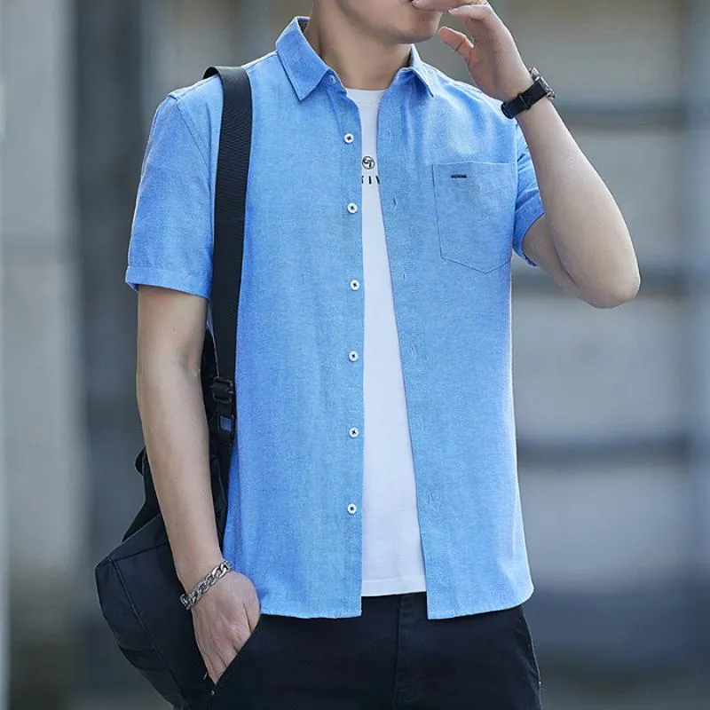 Solid Casual Short Sleeve Shirt