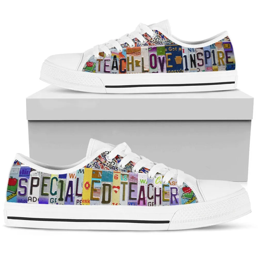 Special Ed Teacher License Plates Low Top Shoes, Teacher Shoes, Low Top Sneakers