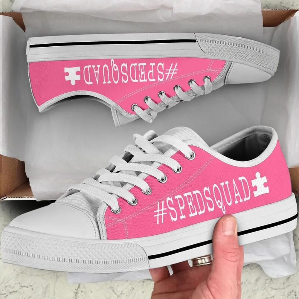 Spedsquad Pink White Shoes, Teacher Shoes, Low Top Sneakers