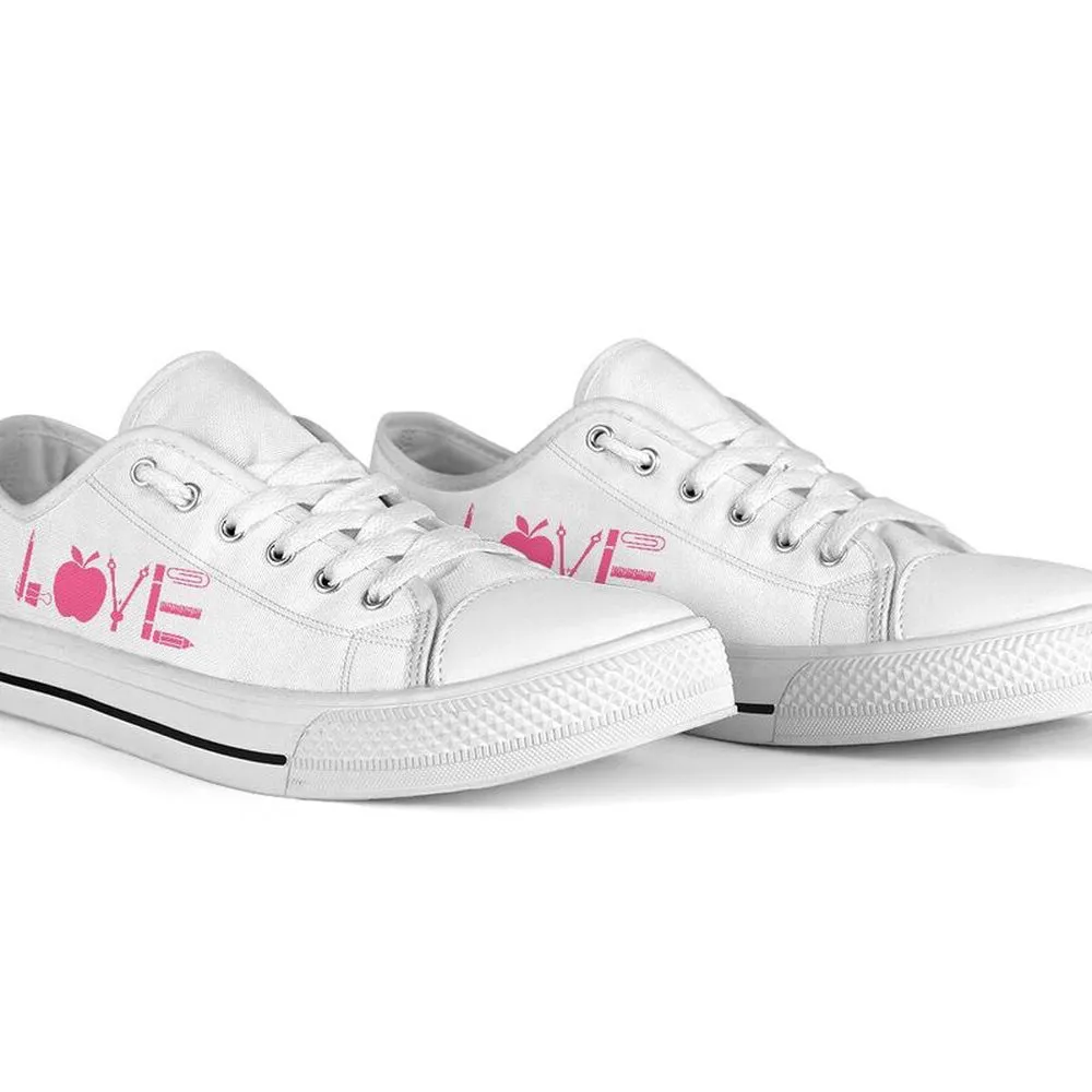 Spedsquad Pink White Shoes, Teacher Shoes, Low Top Sneakers