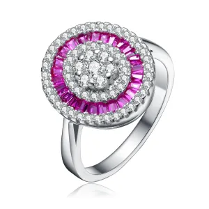 Sterling Silver Ruby and Clear Cubic Zirconia Ring