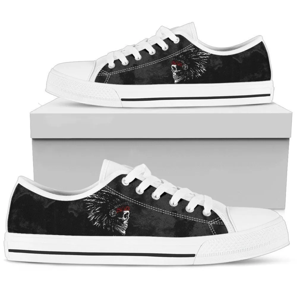 Stylish Native American Skull Low Top Shoes , Low Top Sneaker, Low Top Canvas Shoes