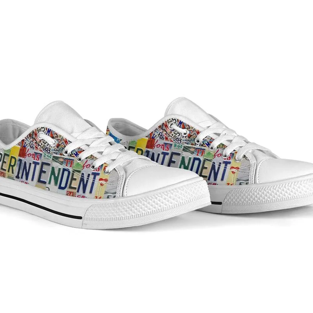 Superintendent Teacher Inspire License Plates Low Top Shoes, Teacher Shoes, Low Top Sneakers