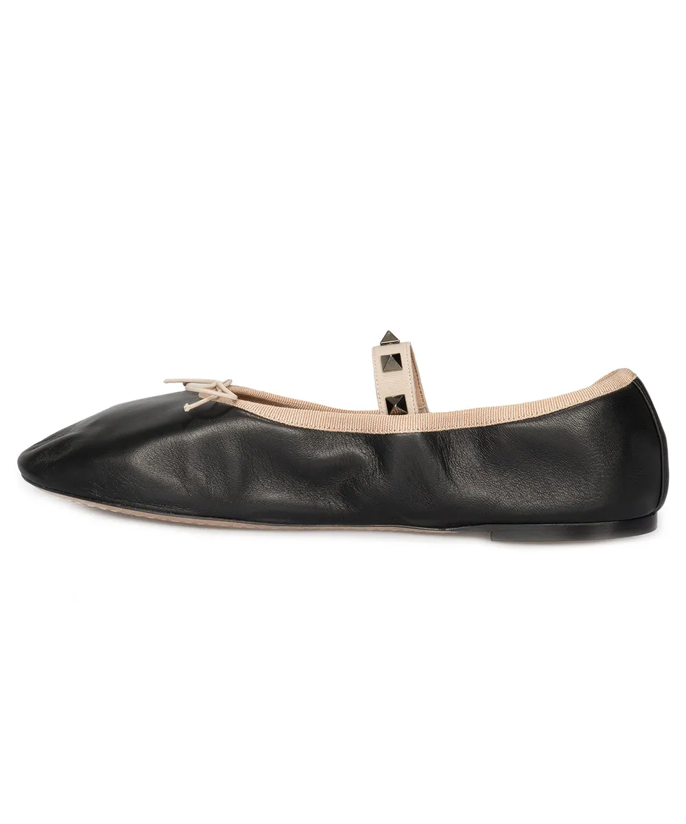 Valentino Rockstud Ballerina Flats in Black