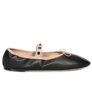 Valentino Rockstud Ballerina Flats in Black