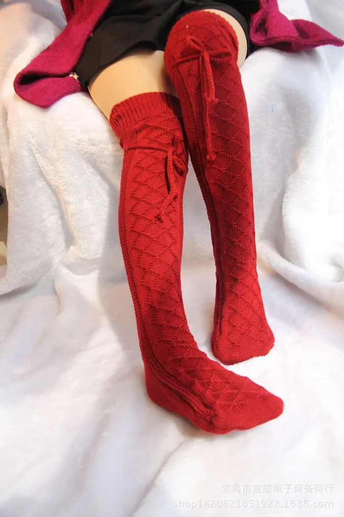 Winter Knitted Thigh High Long Socks For Women