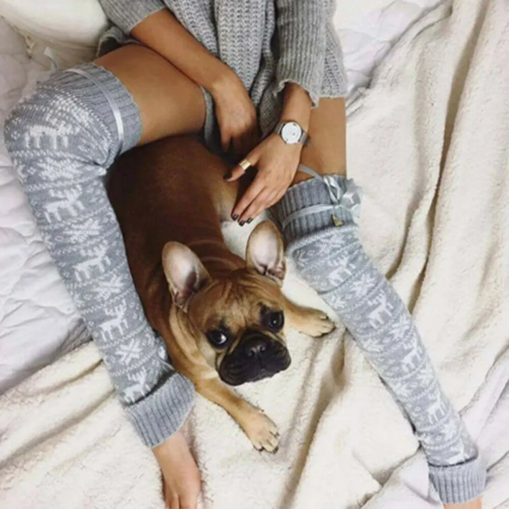 Winter Knitted Thigh High Long Socks For Women