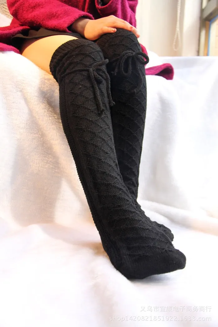 Winter Knitted Thigh High Long Socks For Women