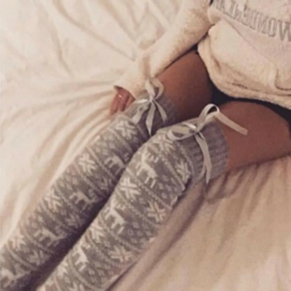 Winter Knitted Thigh High Long Socks For Women