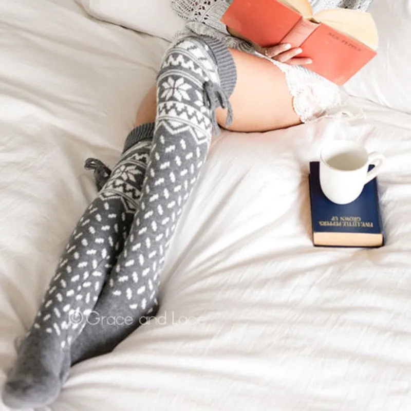 Winter Knitted Thigh High Long Socks For Women