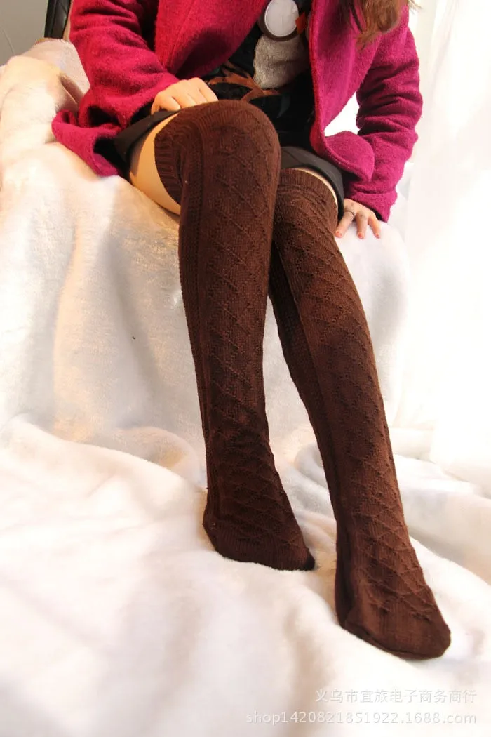 Winter Knitted Thigh High Long Socks For Women