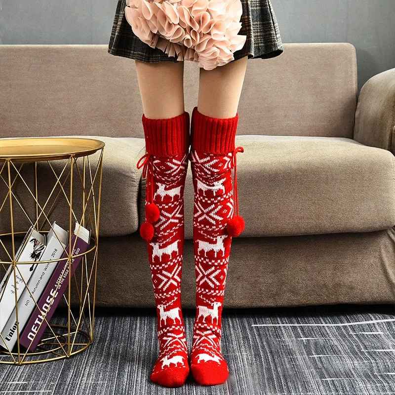 Winter Knitted Thigh High Long Socks For Women